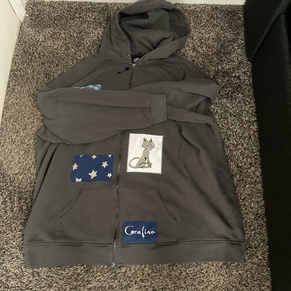Coraline patch oversized hoodie Hot Topic
